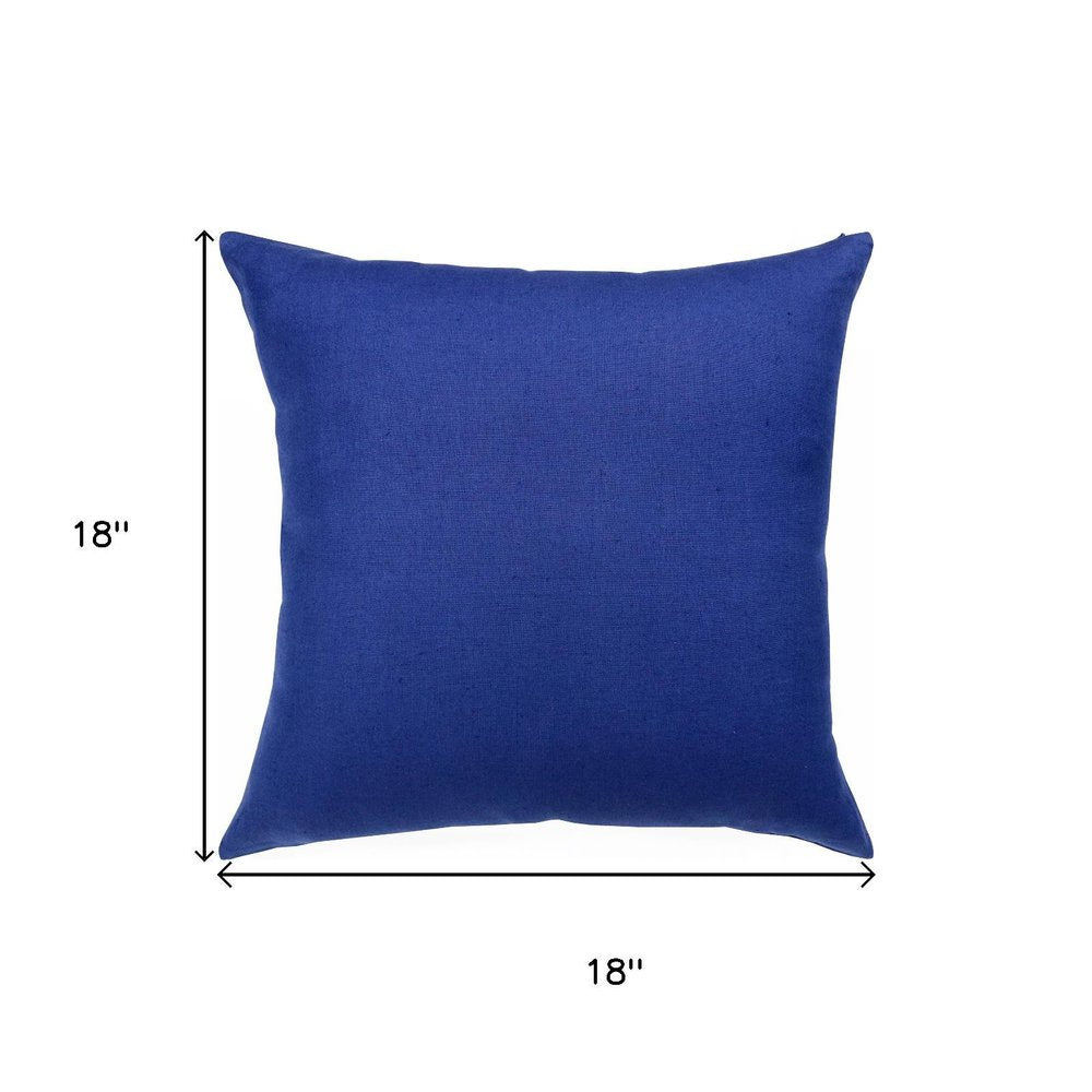 18" Blue Linen Throw Pillow Cover
