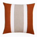 18" Orange And Gray Striped Linen Throw Pillow Cover