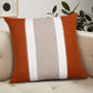 18" Orange And Gray Striped Linen Throw Pillow Cover