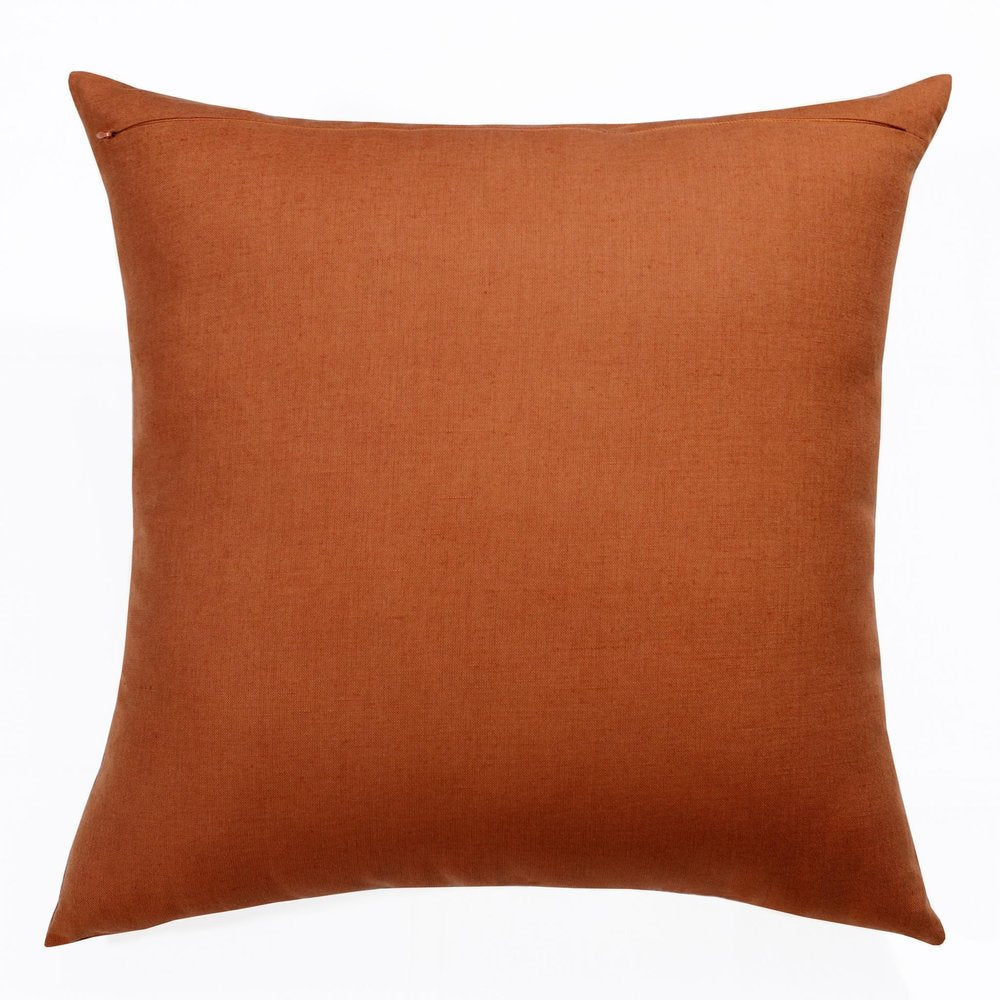 18" Rust And Gray Striped Linen Throw Pillow Cover