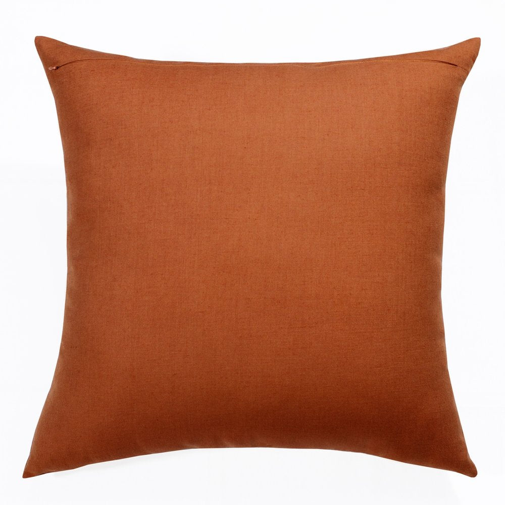 18" Orange And Gray Striped Linen Throw Pillow Cover
