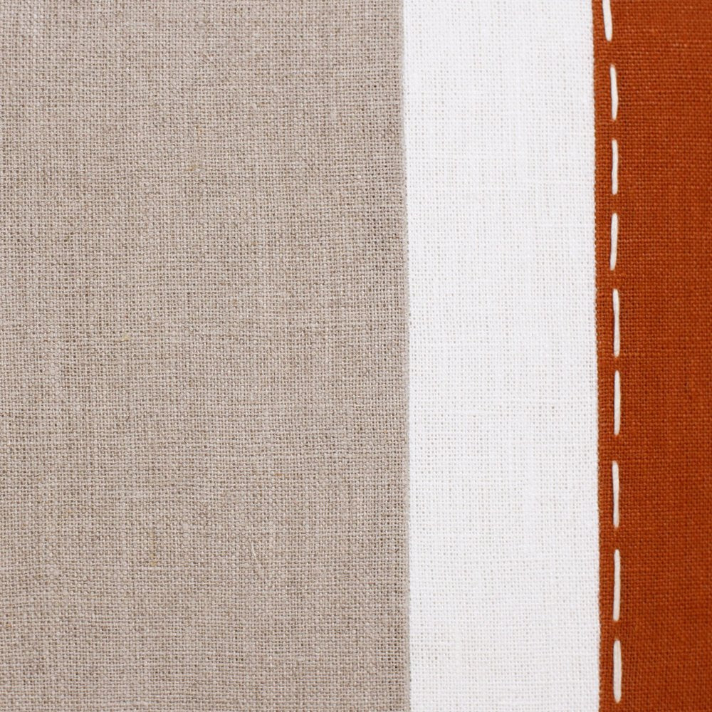 18" Orange And Gray Striped Linen Throw Pillow Cover