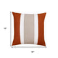 18" Rust And Gray Striped Linen Throw Pillow Cover
