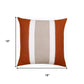 18" Orange And Gray Striped Linen Throw Pillow Cover