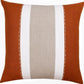 18" Orange And Gray Striped Linen Throw Pillow Cover