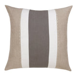 18" Gray And Tan Striped Linen Throw Pillow Cover