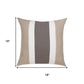 18" Gray And Tan Striped Linen Throw Pillow Cover