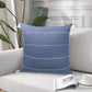 20" Blue And Ivory Striped Linen Throw Pillow Cover