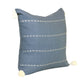 20" Navy Blue And Ivory Striped Linen Throw Pillow Cover