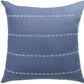 20" Navy Blue And Ivory Striped Linen Throw Pillow Cover
