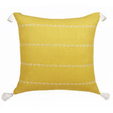 18" Yellow And Ivory Striped Linen Throw Pillow Cover