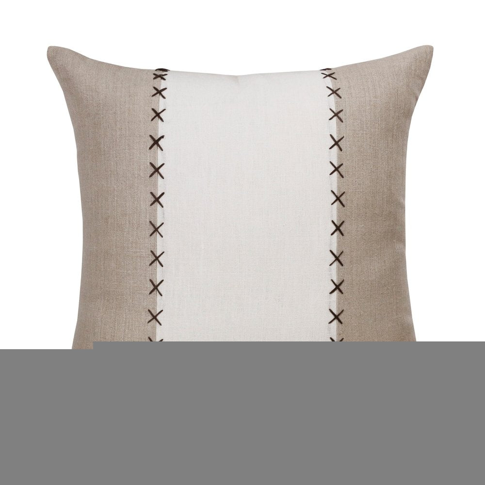 20" Brown And Ivory Striped Linen Throw Pillow Cover