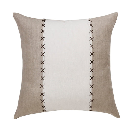 20" Brown And Ivory Striped Linen Throw Pillow Cover