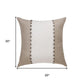 20" Brown And Ivory Striped Linen Throw Pillow Cover