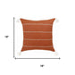 18" Orange And Ivory Striped Linen Throw Pillow Cover