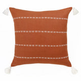 18" Rust And Ivory Striped Linen Throw Pillow Cover