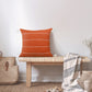 18" Orange And Ivory Striped Linen Throw Pillow Cover