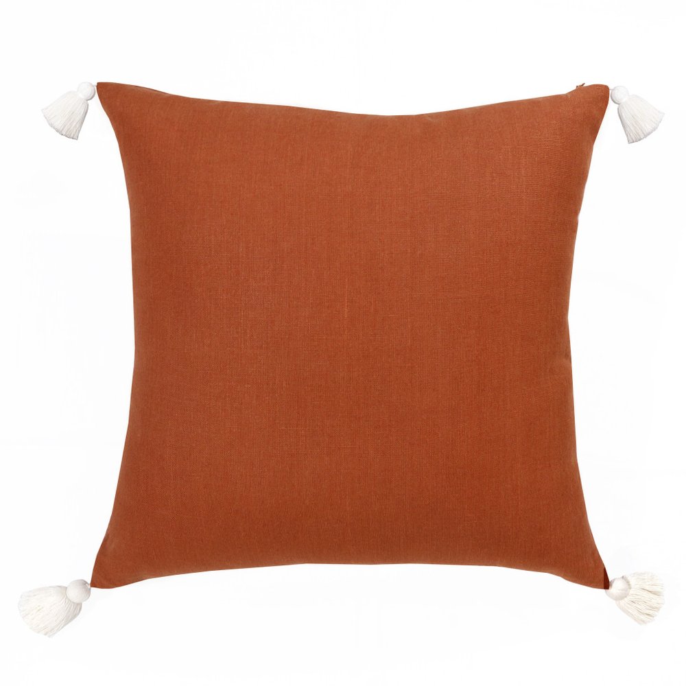18" Orange And Ivory Striped Linen Throw Pillow Cover