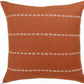 18" Orange And Ivory Striped Linen Throw Pillow Cover