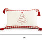 16" X 24" Red And White Lumbar Christmas Christmas Tree Plaid Cotton Throw Pillow Cover