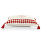 16" X 24" White And Red Lumbar Plaid Cotton Throw Pillow Cover