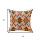 18" Orange And White Geometric Cotton Throw Pillow Cover