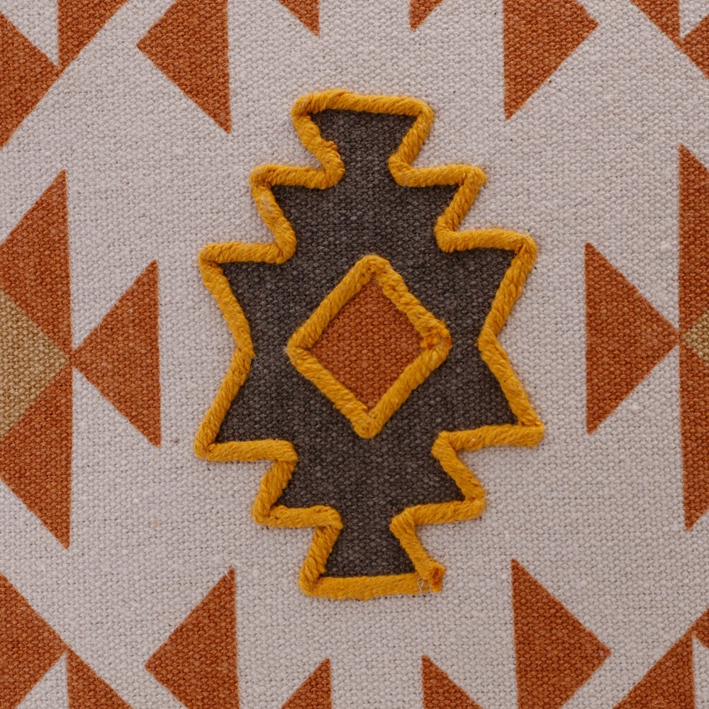 18" Orange And White Geometric Cotton Throw Pillow Cover