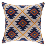 18" Blue And Orange Geometric Cotton Throw Pillow Cover