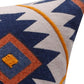 18" Blue And Orange Geometric Cotton Throw Pillow Cover