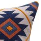 18" Blue And Orange Geometric Cotton Throw Pillow Cover