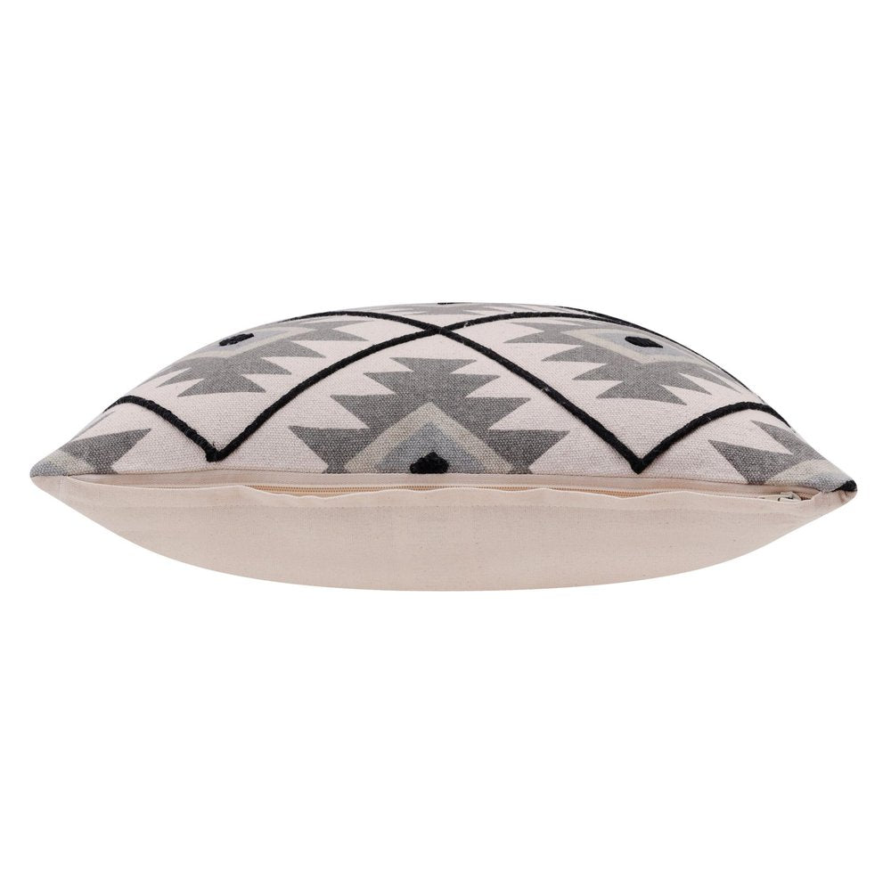 18" Gray And Black Geometric Cotton Throw Pillow Cover