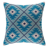 18" Blue And White Geometric Cotton Throw Pillow Cover
