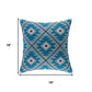 18" Blue And White Geometric Cotton Throw Pillow Cover