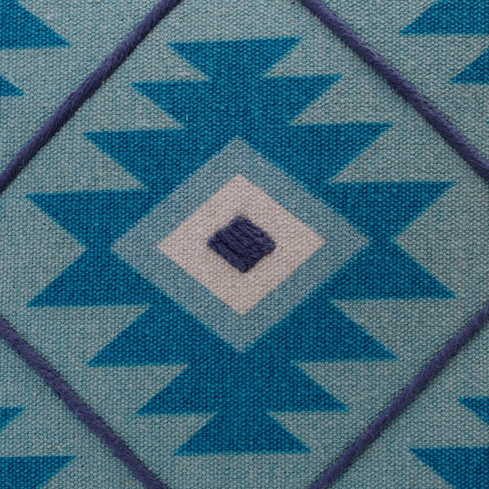 18" Blue And White Geometric Cotton Throw Pillow Cover