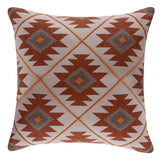 18" Orange And White Geometric Cotton Throw Pillow Cover