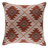 18" Rust And Off White Geometric Cotton Throw Pillow Cover