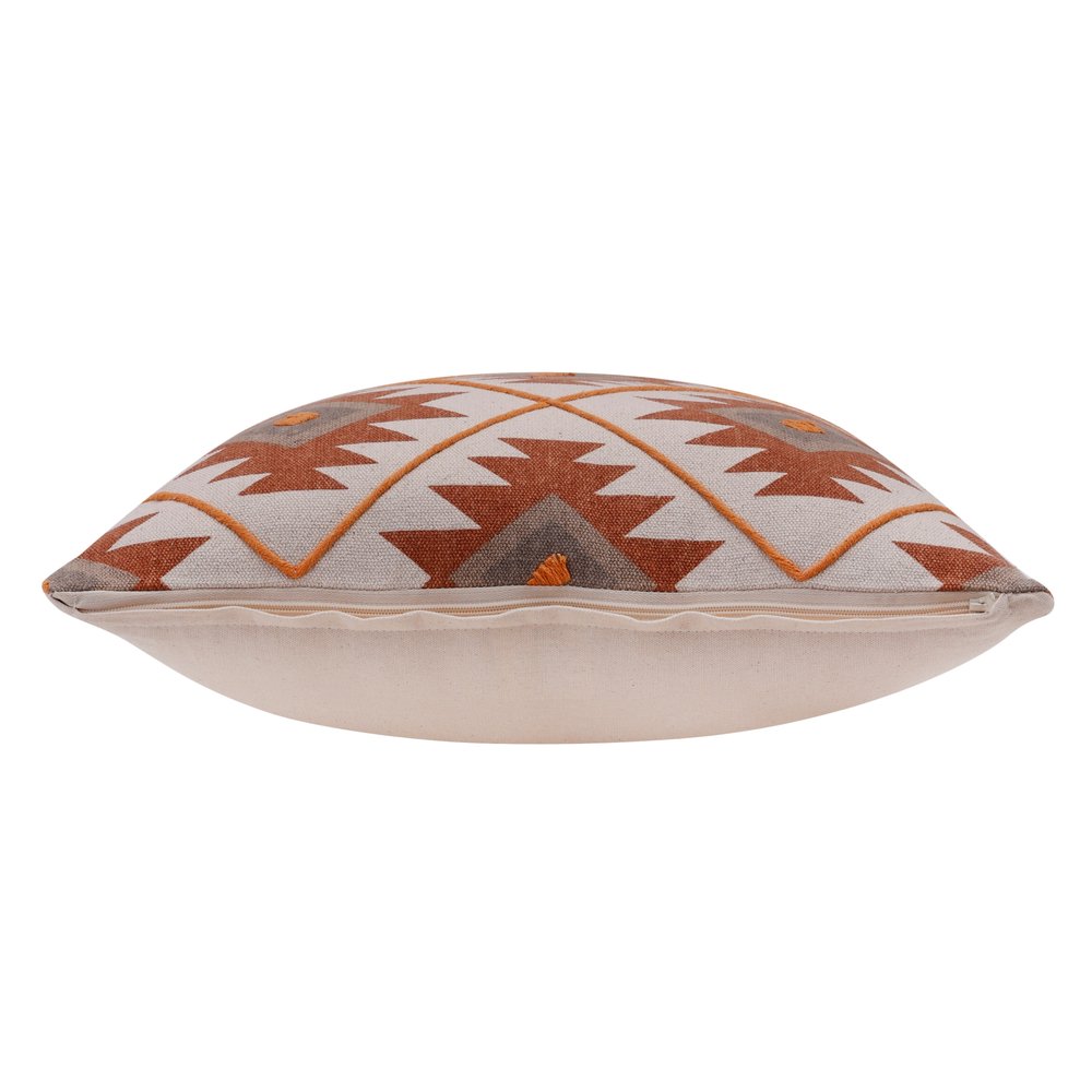 18" Orange And White Geometric Cotton Throw Pillow Cover