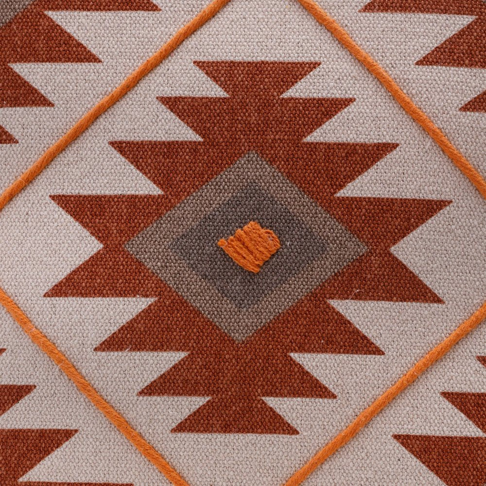 18" Rust And Off White Geometric Cotton Throw Pillow Cover