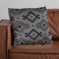 18" Navy Blue Light Gray And Light Blue Geometric Cotton Throw Pillow Cover