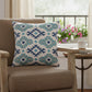 18" Navy Blue Light Gray And Light Blue Geometric Cotton Throw Pillow Cover