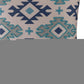 18" Navy Blue Light Gray And Light Blue Geometric Cotton Throw Pillow Cover