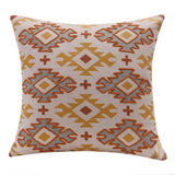 18" Yellow Rust And Cream Geometric Cotton Throw Pillow Cover