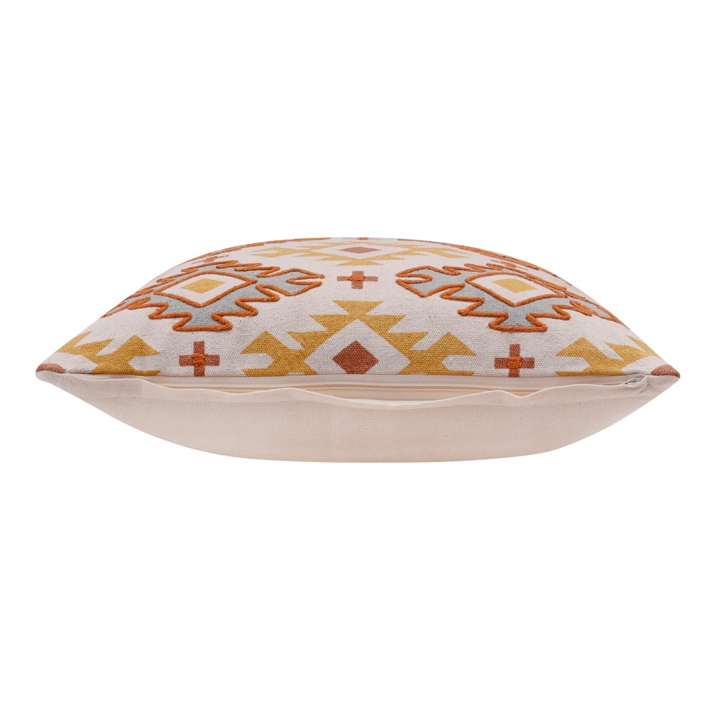 18" Yellow And Orange Geometric Cotton Throw Pillow Cover