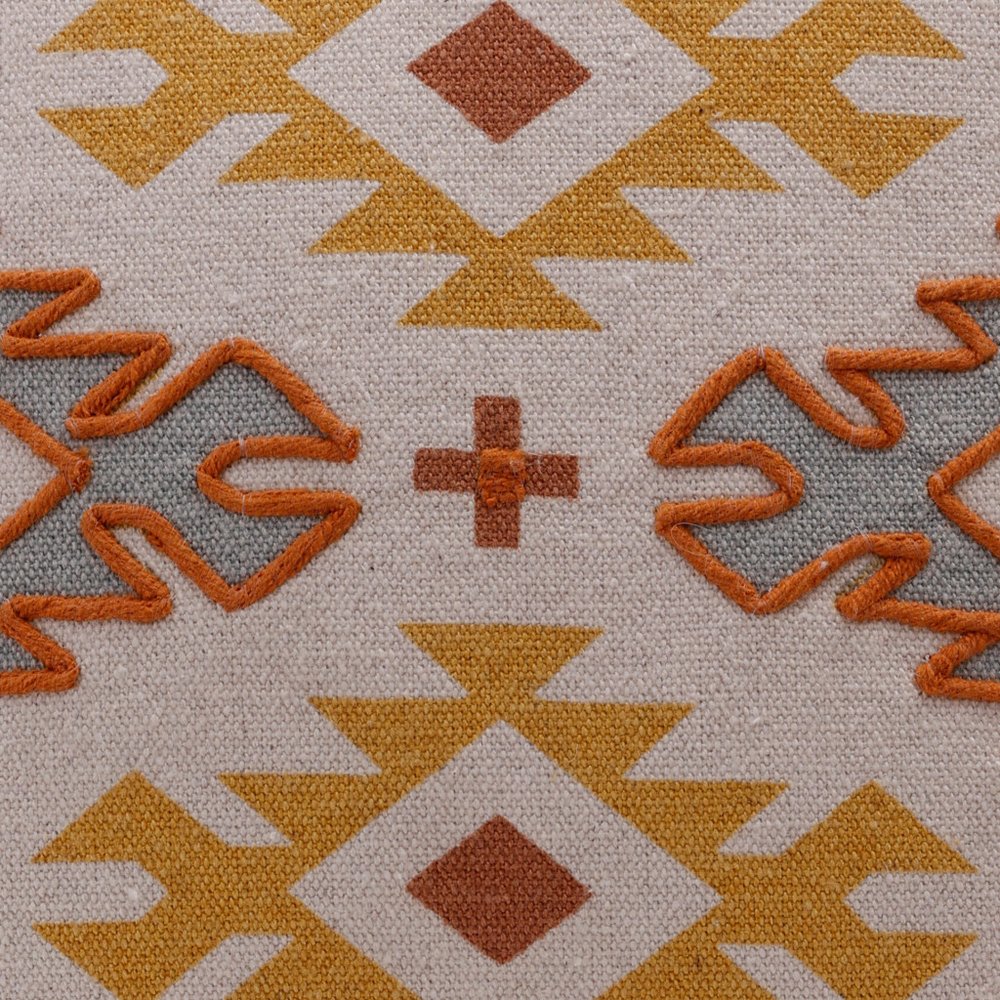18" Yellow Rust And Cream Geometric Cotton Throw Pillow Cover