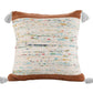 18" Brown Cream And Blue Color Block Cotton Throw Pillow Cover with Tassels
