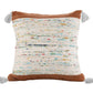 18" Brown Cream And Blue Color Block Cotton Throw Pillow Cover with Tassels
