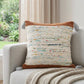 18" Brown Cream And Blue Color Block Cotton Throw Pillow Cover with Tassels