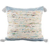 20" Light Blue And Cream Color Block Cotton Throw Pillow Cover