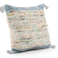 20" Light Blue And Cream Color Block Cotton Throw Pillow Cover with Tassels