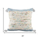 20" Light Blue And Cream Color Block Cotton Throw Pillow Cover with Tassels